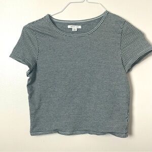 American Eagle Gingham Cropped Tee | Black & White | Size Small Petite